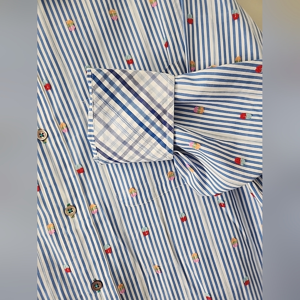 ALEXANDER JULIAN PRIVATE RESERVE - Striped Multicolor Flip Cuff Med Dress Shirt - Picture 7 of 13